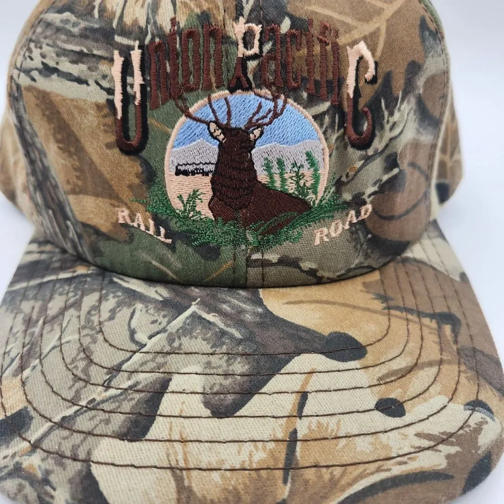 Union Pacific Railroad Snapback Cap Hat Camo Deer Snapback Embroidered Vintage